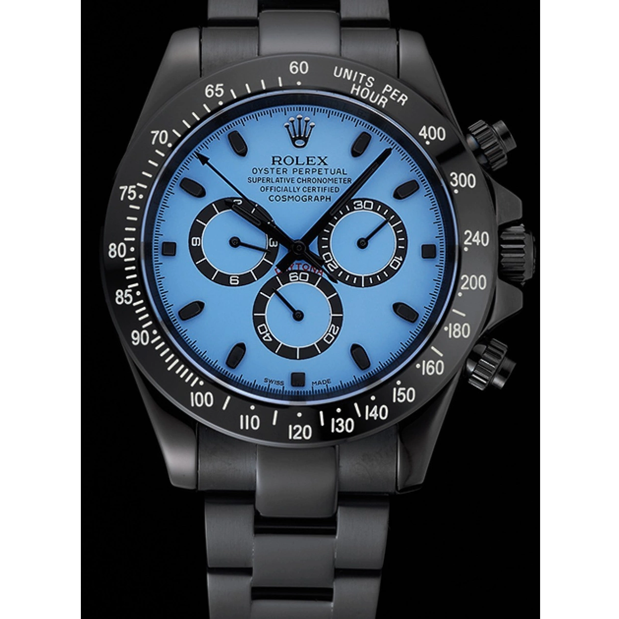 Aaa replica watch Stainless 1454250 Rolex Dial Black And And Black Bracelet Case Steel Blue Cosmograph Daytona 0622